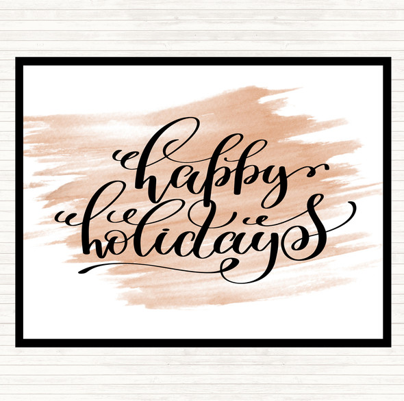 Watercolour Christmas Happy Holidays Quote Placemat