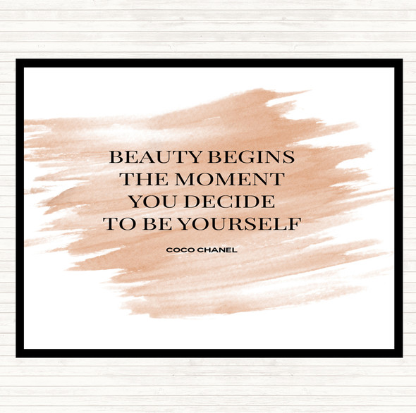 Watercolour Coco Chanel Be Yourself Quote Placemat