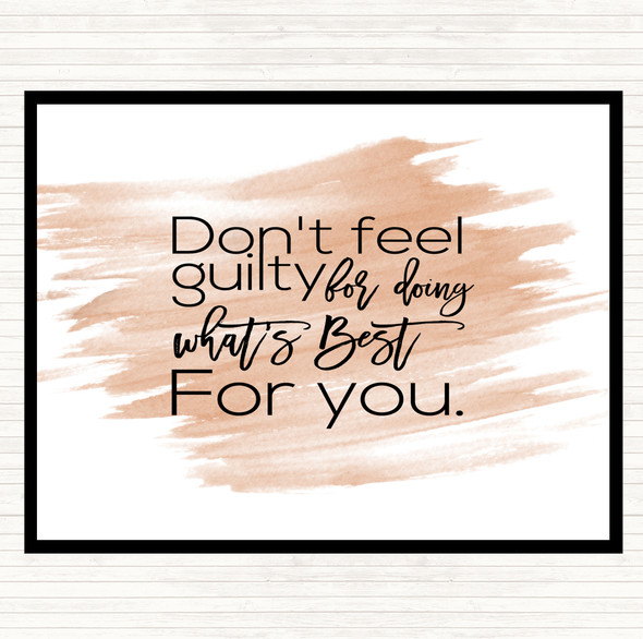 Watercolour Don't Feel Guilty Quote Placemat