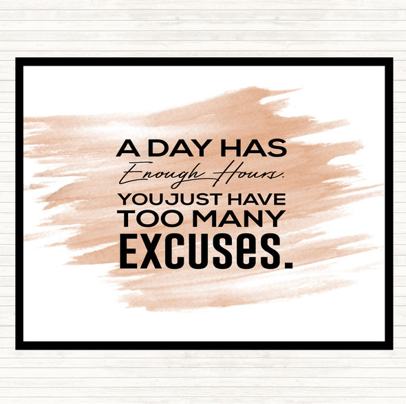 Watercolour Excuses Quote Placemat