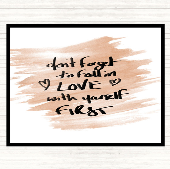 Watercolour Fall In Love With Yourself Quote Placemat