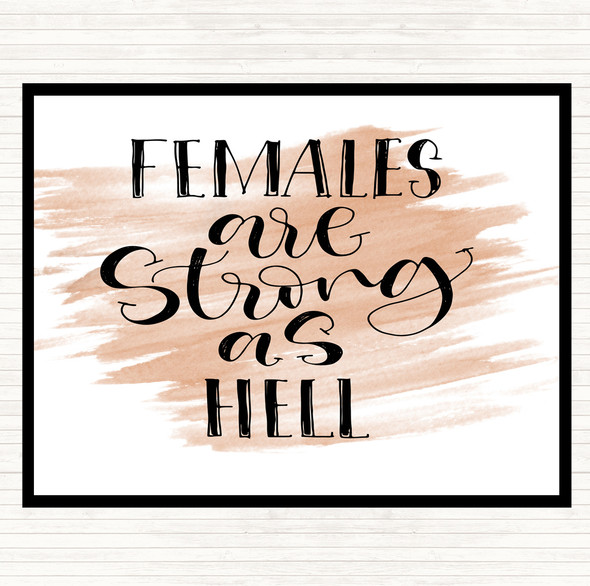 Watercolour Female Strong As Hell Quote Placemat