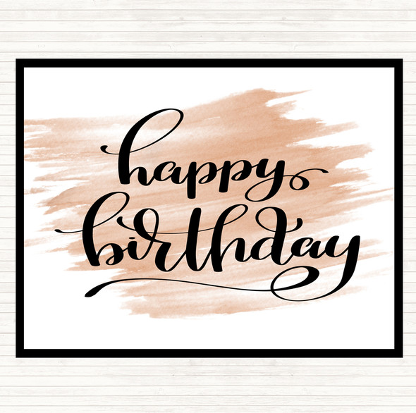 Watercolour Happy Birthday Swirl Quote Placemat