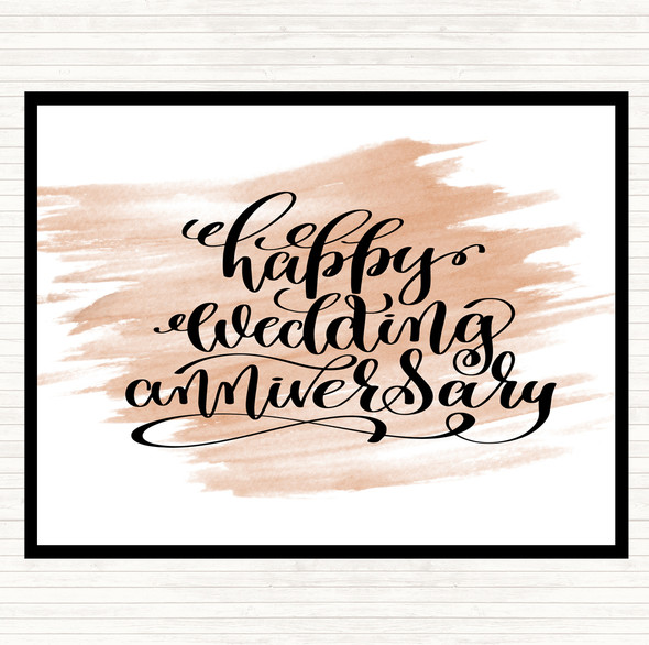 Watercolour Happy Wedding Anniversary Quote Placemat