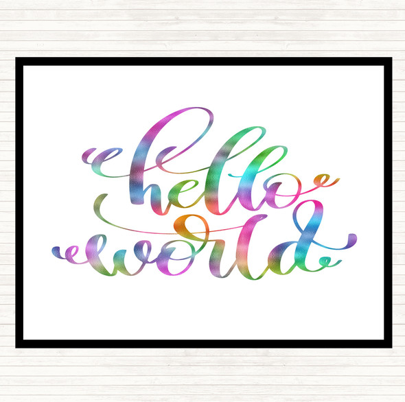 Hello World Swirl Rainbow Quote Placemat