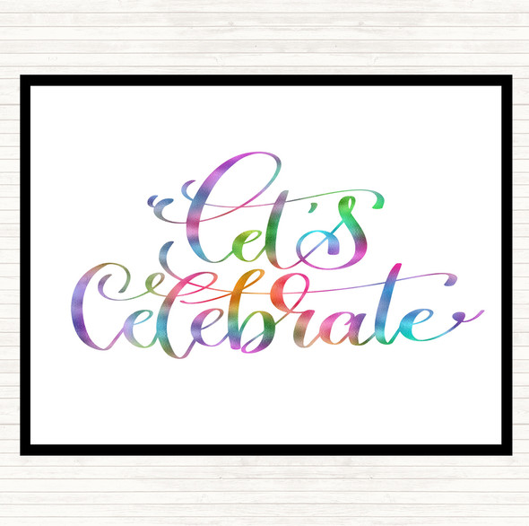 Lets Celebrate Swirl Rainbow Quote Placemat