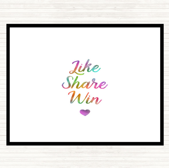 Like Share Win Rainbow Quote Placemat