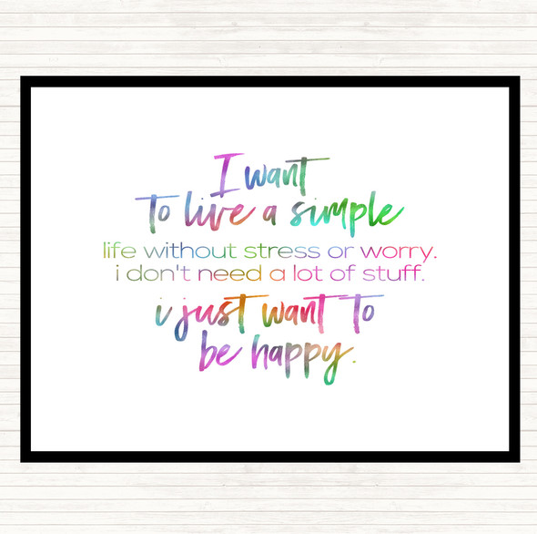 Live A Simple Life Rainbow Quote Placemat