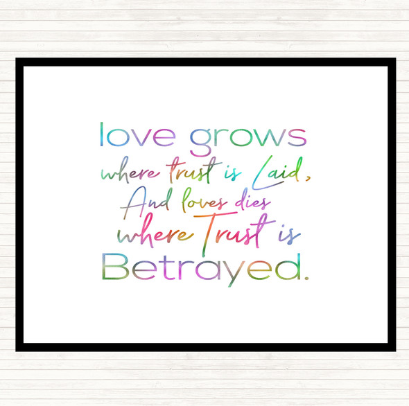 Love Grows Rainbow Quote Placemat