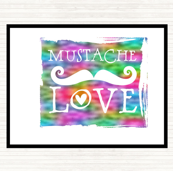 Mustache Love Rainbow Quote Placemat