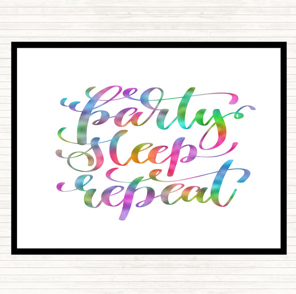 Party Sleep Repeat Rainbow Quote Placemat