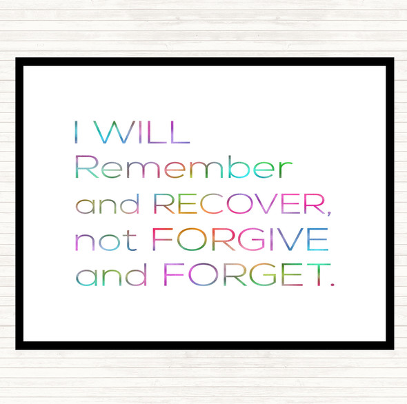 Remember And Recover Rainbow Quote Placemat