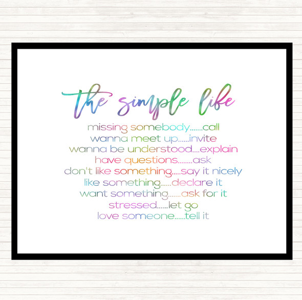 Simple Life Rainbow Quote Placemat