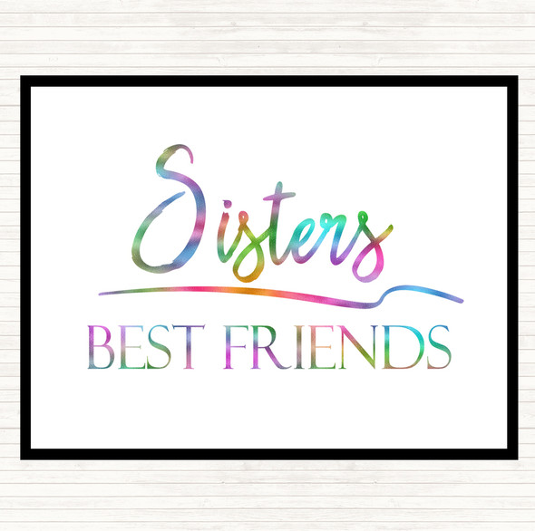 Sisters Best Friends Rainbow Quote Placemat