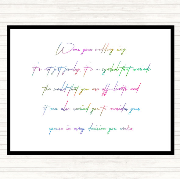 Wedding Ring Rainbow Quote Placemat