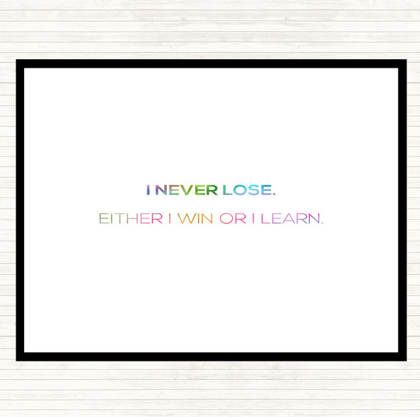 Win Or Learn Rainbow Quote Placemat