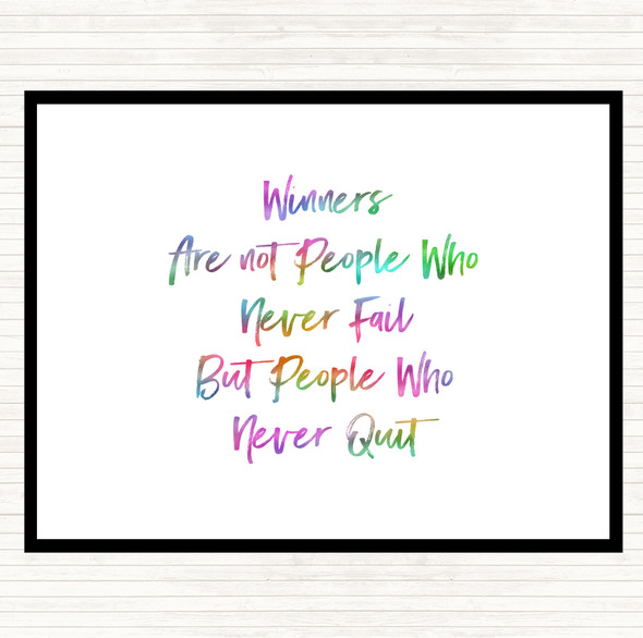 Winners Never Quit Rainbow Quote Placemat