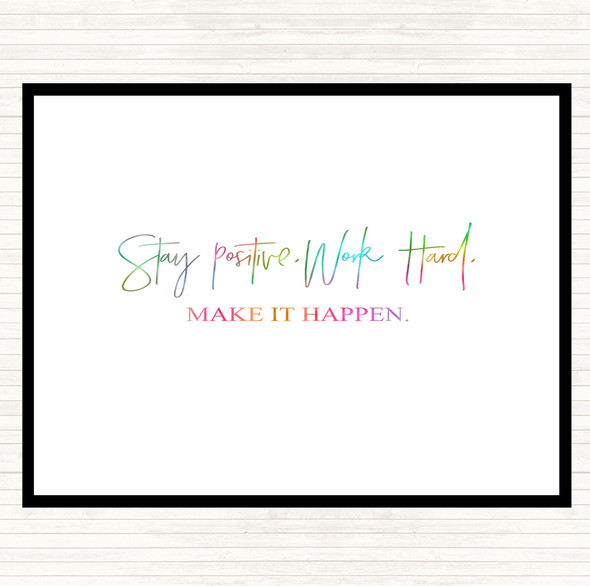 Work Hard Make It Happen Rainbow Quote Placemat