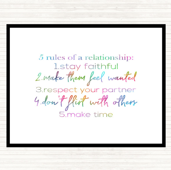 5 Rules Rainbow Quote Placemat