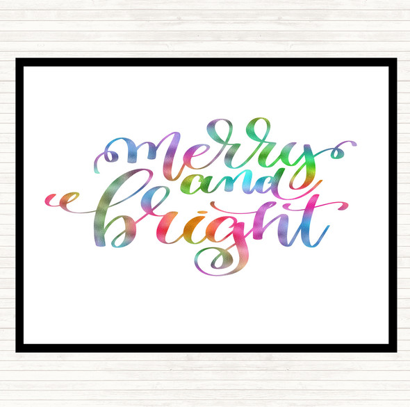 Christmas Merry & Bright Rainbow Quote Placemat