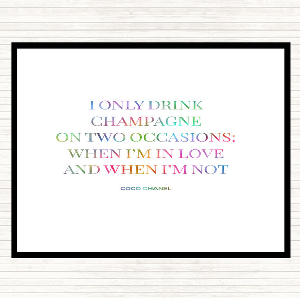 Coco Chanel Champagne Rainbow Quote Placemat