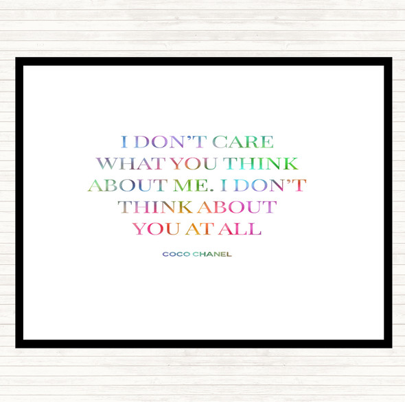 Coco Chanel I Don't Care What You Think Rainbow Quote Placemat