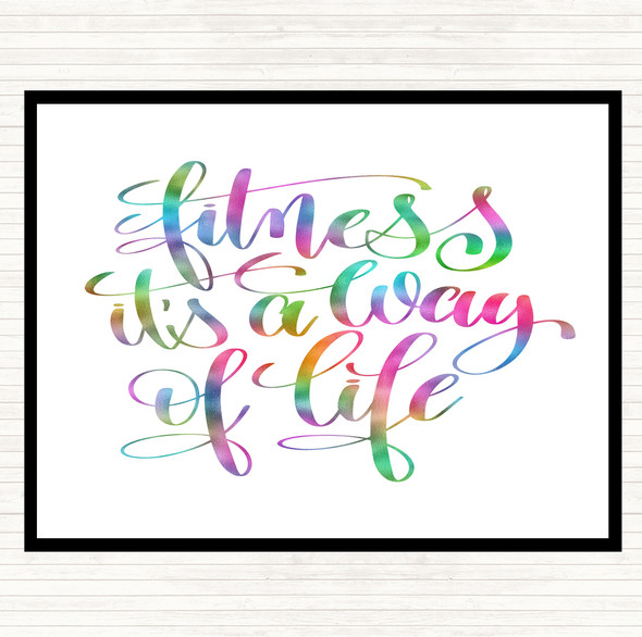 Fitness Is A Way Of Life Rainbow Quote Placemat