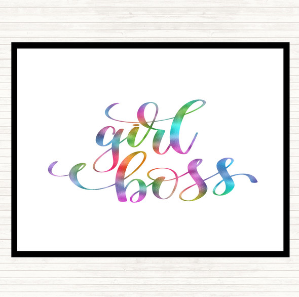 Girl Boss Swirl Rainbow Quote Placemat
