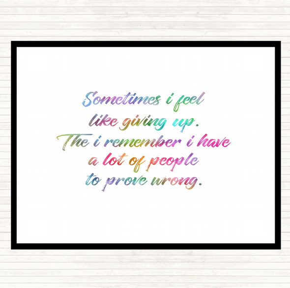 Giving Up Rainbow Quote Placemat
