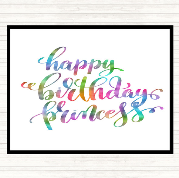 Happy Birthday Princess Rainbow Quote Placemat