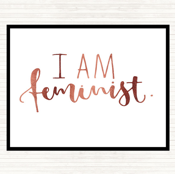 Rose Gold I Am Feminist Quote Placemat