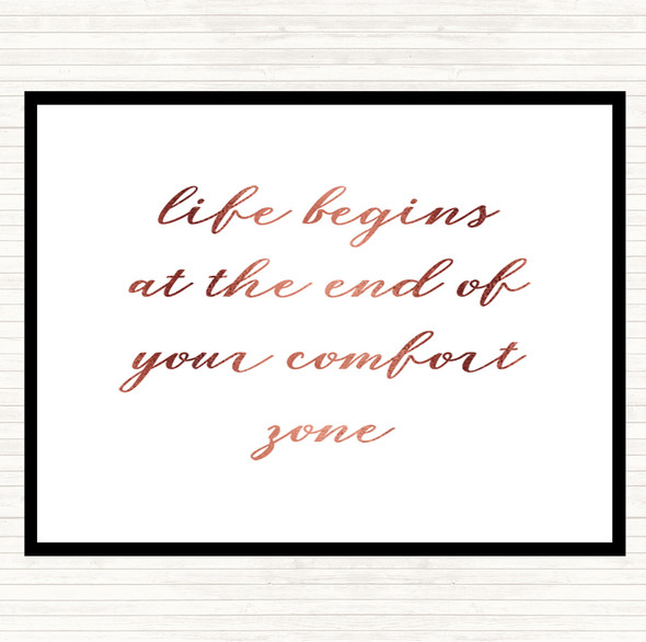 Rose Gold Life Begins Quote Placemat