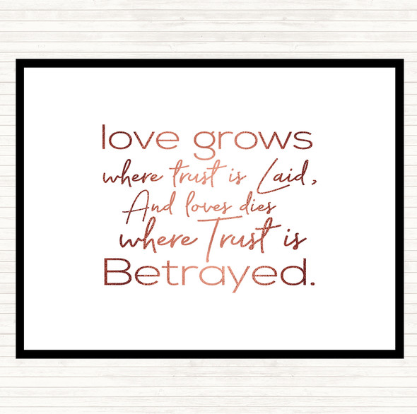 Rose Gold Love Grows Quote Placemat