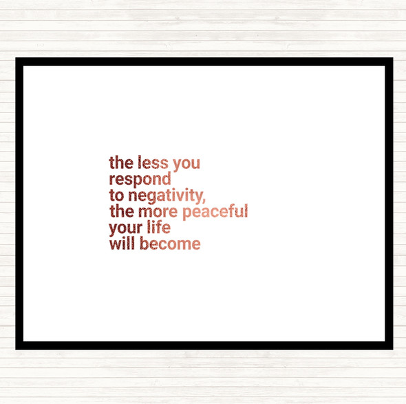Rose Gold Respond Less To Negativity Quote Placemat