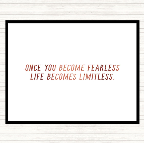 Rose Gold Become Fearless Quote Placemat