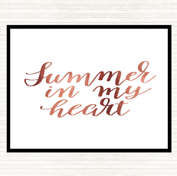 Rose Gold Summer In Heart Quote Placemat