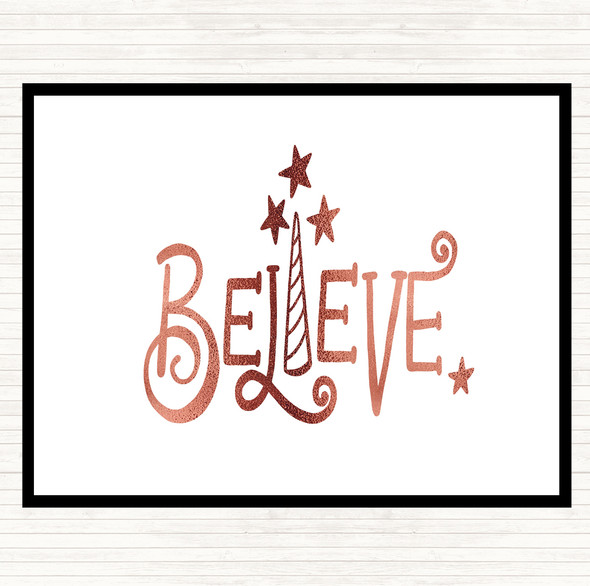 Rose Gold Believe Unicorn Quote Placemat