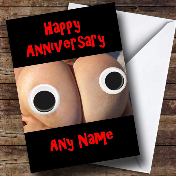Funny Breasts Joke Customised Anniversary Card