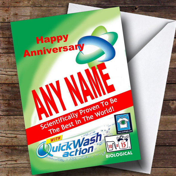 Funny Joke Spoof Washing Powder Customised Anniversary Card