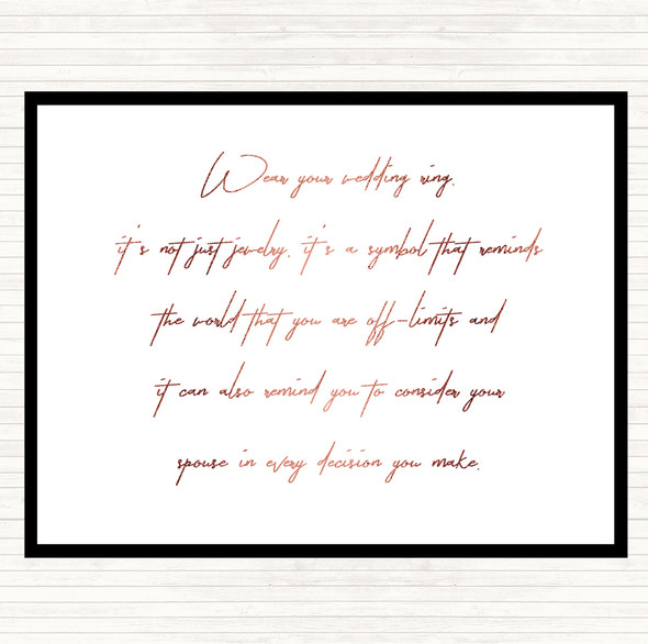 Rose Gold Wedding Ring Quote Placemat