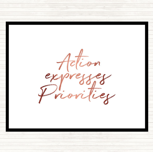 Rose Gold Action Expresses Priorities Quote Placemat