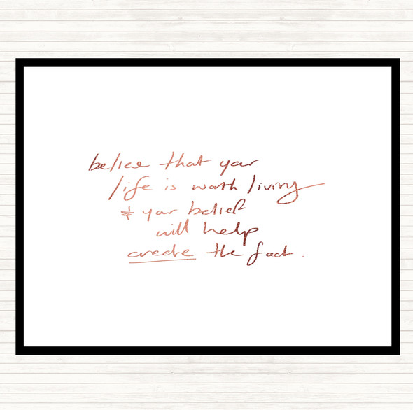 Rose Gold Worth Living Quote Placemat