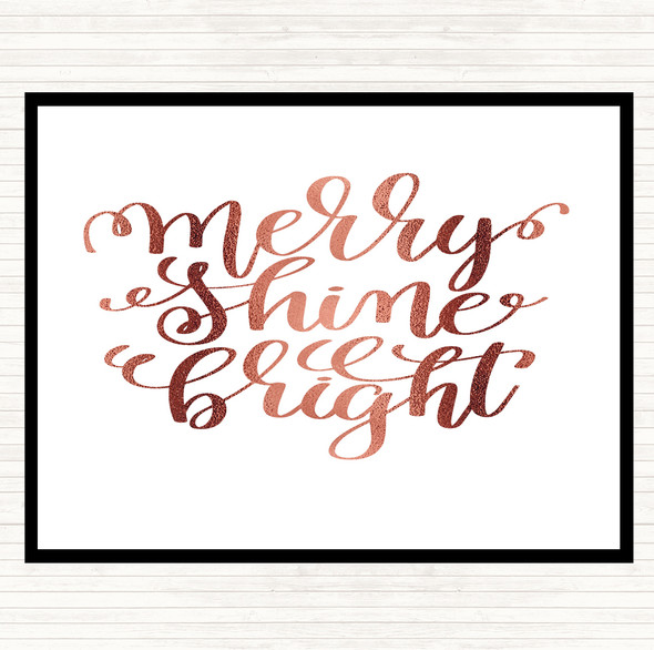 Rose Gold Christmas Merry Shine Bright Quote Placemat