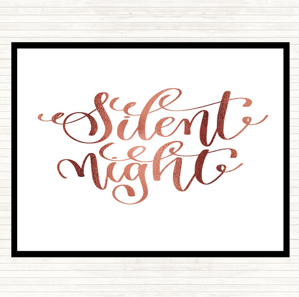 Rose Gold Christmas Silent Night Quote Placemat