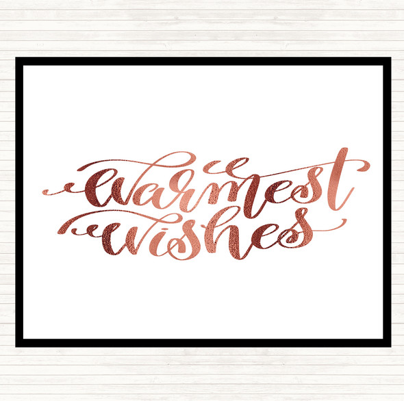 Rose Gold Christmas Warmest Wishes Quote Placemat