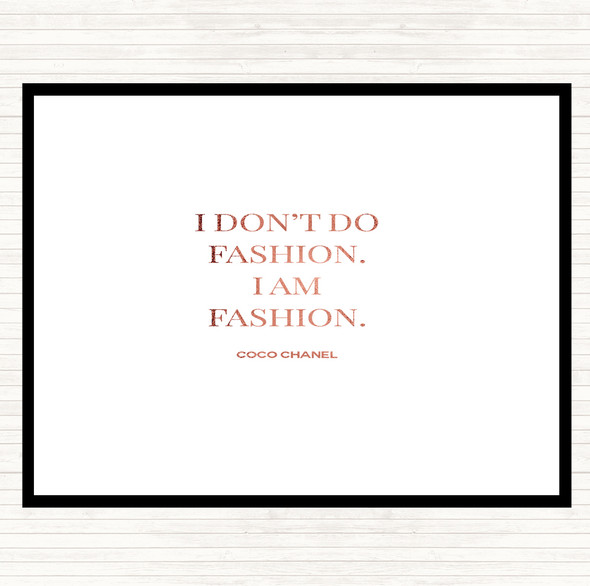 Rose Gold Coco Chanel I Am Fashion Quote Placemat