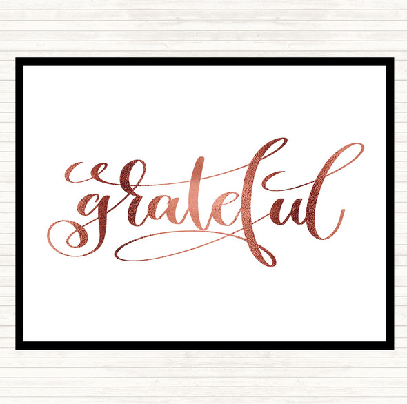 Rose Gold Grateful Swirl Quote Placemat