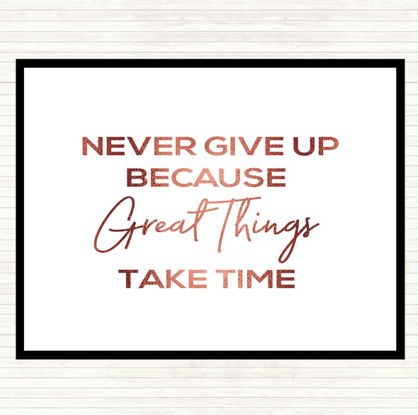 Rose Gold Great Things Quote Placemat