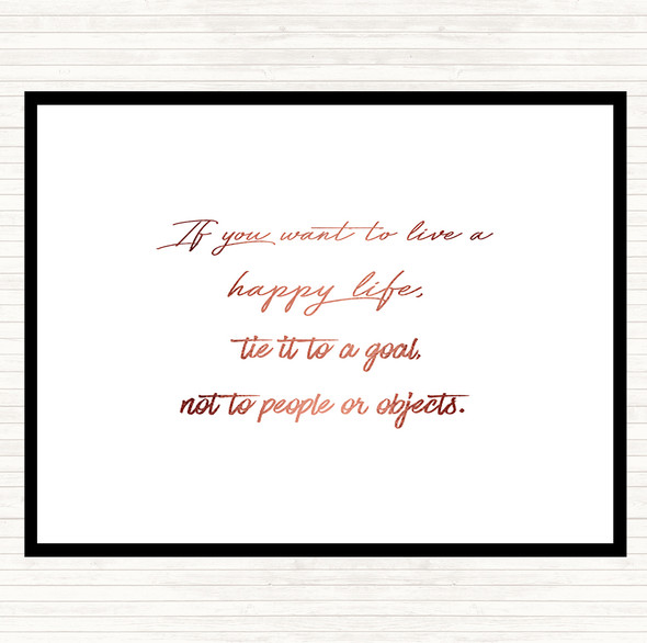 Rose Gold Happy Life Quote Placemat