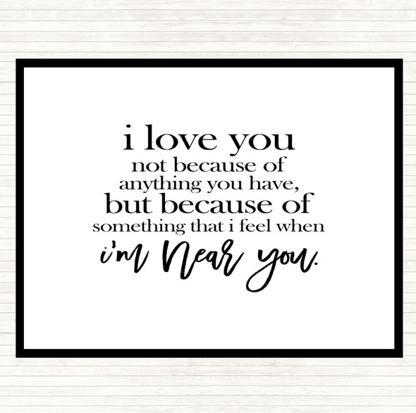 White Black I Love You Quote Placemat